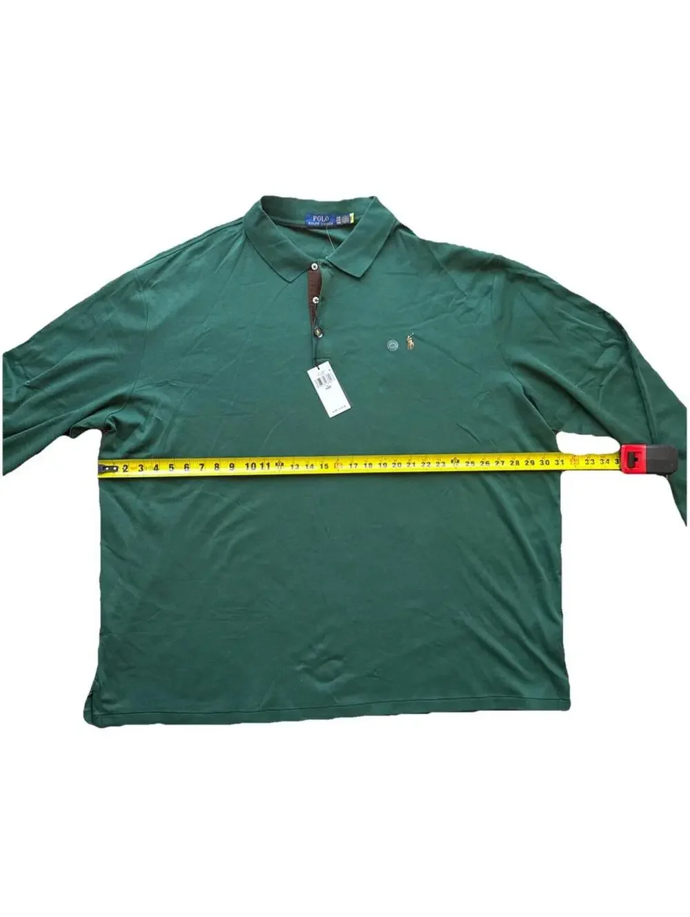 NWT Polo Ralph Lauren Mens Green Long Sleeve Polo Shirt 4XB Flesh Pony